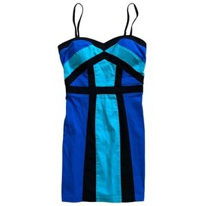 XOXO Colorblock Blue Black Bodycon Mini Dress 3/4